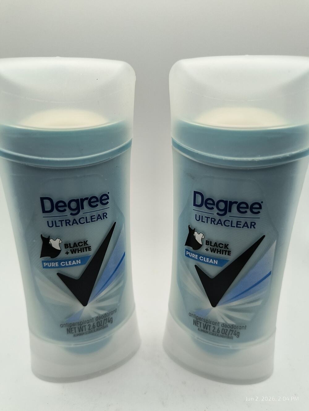 Degree Ultraclear Black+White Antiperspirant Deodorant 2.6oz 72H+ Protection 2pk
